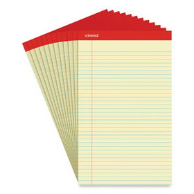 Universal UNV40000 Perforated Edge Writing Pad, Legal/margin Rule, Legal, Canary, 50-Sheet, Dozen