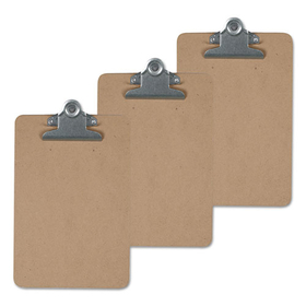 Universal UNV40305VP Hardboard Clipboard, 1.25" Clip Capacity, Holds 8.5 x 14 Sheets, Brown, 3/Pack