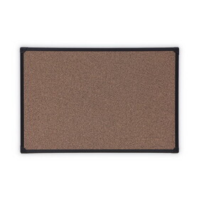 Universal UNV43022 Tech Cork Board, 36 x 24, Brown Surface, Black Plastic Frame