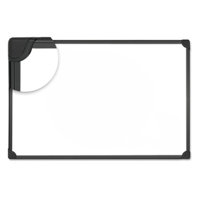 Universal UNV43024 Design Series Deluxe Magnetic Steel Dry Erase Marker Board, 24 x 18, White Surface, Black Aluminum/Plastic Frame