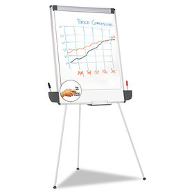 Universal UNV43031 Dry Erase Board with Tripod Easel and Adjustable Pen Cups, 29 x 41, White Surface, Silver Frame