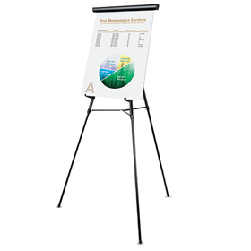 Universal UNV43150 3-Leg Telescoping Easel With Pad Retainer, Adjusts 34" To 64", Aluminum, Black