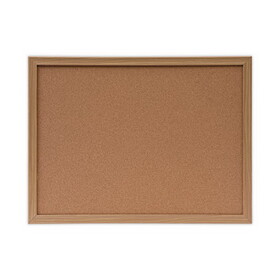 Universal UNV43602 Cork Board With Oak Style Frame, 24 X 18, Natural, Oak-Finished Frame