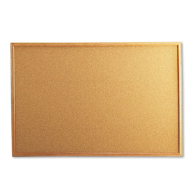 Universal UNV43603 Cork Board With Oak Style Frame, 36 X 24, Natural, Oak-Finished Frame