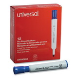 Universal UNV43653 Dry Erase Marker, Chisel Tip, Blue, Dozen