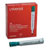 Universal UNV43654 Dry Erase Marker, Chisel Tip, Green, Dozen