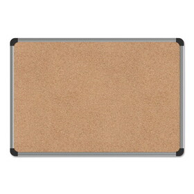 Universal UNV43712 Cork Board With Aluminum Frame, 24 X 18, Natural, Silver Frame