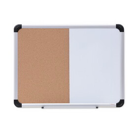 Universal UNV43742 Cork/dry Erase Board, Melamine, 24 X 18, Black/gray Aluminum/plastic Frame