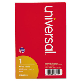 Universal UNV46220 Loose Memo Sheets, 4 X6, White, 200 Sheets/pack