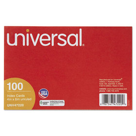 Universal UNV47220 Unruled Index Cards, 4 X 6, White, 100/pack
