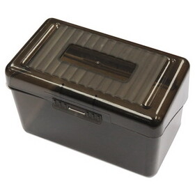 Universal UNV47286 Plastic Index Card Boxes, Holds 300 3 x 5 Cards, 5.63 x 3.25 x 3.75, Translucent Black
