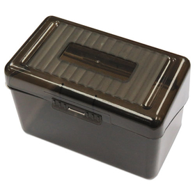 Universal UNV47287 Plastic Index Card Boxes, Holds 400 4 x 6 Cards, 6.78 x 4.25 x 4.5, Translucent Black