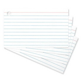 Universal UNV47300 Ring Index Cards, Ruled, 3 x 5, White, 100/Pack