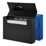 Universal UNV47304 Poly Index Card Box, Holds 100 3 x 5 Cards, 3 x 1.33 x 5, Plastic, Black/Blue, 2/Pack