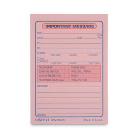 Universal UNV48005 Wirebound Message Books, Two-Part Carbonless, 5.5 x 3.88, 4 Forms/Sheet, 200 Forms Total
