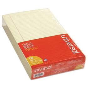 Universal UNV50000 Glue Top Writing Pads, Legal Rule, Legal, Canary, 50-Sheet Pads/pack, Dozen