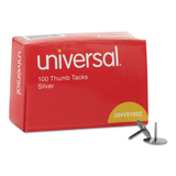 Universal UNV51002 Thumb Tacks, Steel, Silver, 5/16