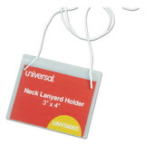 Universal UNV56005 Clear Badge Holders w/Neck Lanyards, 3 x 4, White Inserts, 100/Box