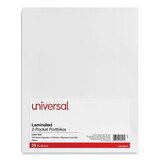 Universal UNV56417 Laminated Two-Pocket Portfolios, Cardboard Paper, 100-Sheet Capacity, 11 x 8.5, White, 25/Box