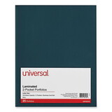 Universal UNV56418 Laminated Two-Pocket Folder, Cardboard Paper, Navy, 11 x 8 1/2, 25/Pack