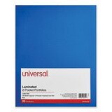 Universal UNV56419 Laminated Two-Pocket Folder, Cardboard Paper, 100-Sheet Capacity, 11 x 8.5, Blue, 25/Box