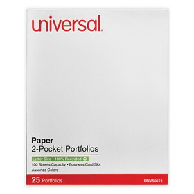 Universal UNV56613 Two-Pocket Portfolio, Embossed Leather Grain Paper, Assorted Colors, 25/box