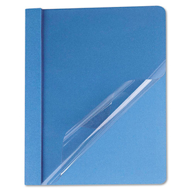 Universal UNV57121 Clear Front Report Cover, Prong Fastener, 0.5" Capacity, 8.5 x 11, Clear/Light Blue, 25/Box