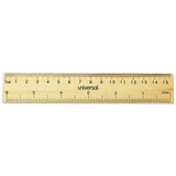 Universal UNV59024 Flat Wood Ruler, Standard/Metric, 6