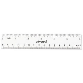 Universal UNV59025 Clear Plastic Ruler, Standard/Metric, 6" Long, Clear, 2/Pack