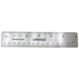 Universal UNV59026 Stainless Steel Ruler, Standard/Metric, 6" Long
