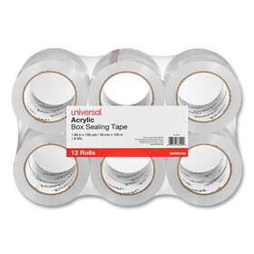 UNIVERSAL OFFICE PRODUCTS UNV66100 Deluxe General-Purpose Acrylic Box Sealing Tape, 3" Core, 1.88" x 109 yds, Clear, 12/Pack