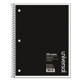 Universal UNV66400 Wirebound Notebook, 3-Subject, Medium/College Rule, Black Cover, (120) 11 x 8.5 Sheets
