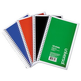 Universal UNV66414 Wirebound Notebook, 3-Subject, Medium/College Rule, Assorted Cover Colors, (120) 9.5 x 6 Sheets, 4/Pack