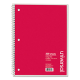 Universal UNV66500 5 Sub. Wirebound Notebook, 8 1/2 X 11, College Rule, 200 Sheets, Assorted Cover