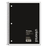 Universal UNV66610 Wirebound Notebook, 1-Subject, Medium/College Rule, Black Cover, (70) 10.5 x 8 Sheets