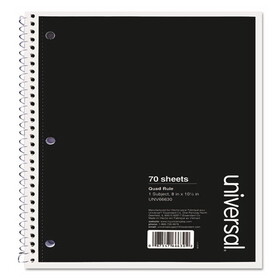 Universal UNV66630 Wirebound Notebook, 1-Subject, Quadrille Rule (4 sq/in), Black Cover, (70) 10.5 x 8 Sheets