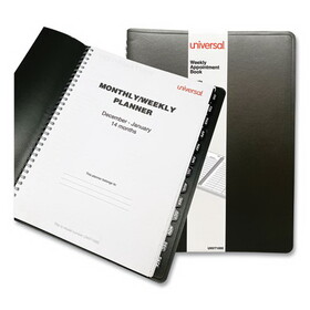 Universal UNV71000 Weekly Planner, 11 x 8, Black Cover, 14-Month: Dec 2024 to Jan 2026