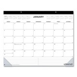 Universal UNV71002 Desk Pad Calendar, 22 x 17, White Sheets, Black Binding, Clear Corners, 12-Month (Jan to Dec): 2025