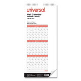 Universal UNV71003 Three-Month Wall Calendar, 12 x 27, White/Red Sheets, 14-Month: Dec 2024 to Jan 2026