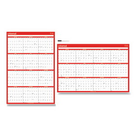 Universal 71004 Erasable Wall Calendar, 24 x 36, White/Red, 2023