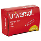 Universal UNV72210 Paper Clips, Smooth Finish, No. 1, Silver, 1000/pack