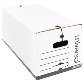 Universal UNV75120 Economy Storage Box, Tie Close, Letter, Fiberboard, White, 12/ct