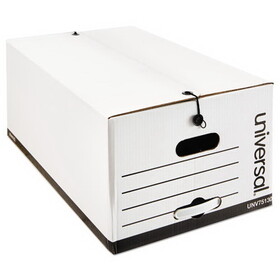 Universal UNV75130 Economy Storage Box W/tie Closure, Legal, Fiberboard, White, 12/carton
