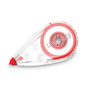 Universal UNV75611 Correction Tape, Mini Economy, Non-Refillable, Clear/Red Applicator, 0.25" x 275", 10/Pack