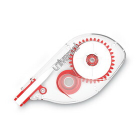 Universal UNV75612 Side-Application Correction Tape, Non-Refillable, Transparent Gray/Red Applicator,  0.2" x 393", 10/Pack