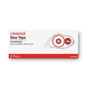 Universal UNV75614 Glue Tape, Permanent, 1/3" X 393", 2/pk