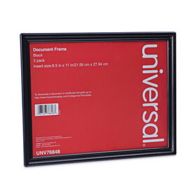 Universal UNV76848 All Purpose Document Frame, 8.5 x 11 Insert, Black, 3/Pack