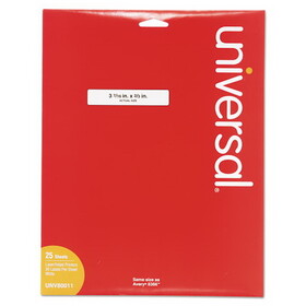 Universal UNV80011 Laser Printer File Folder Labels, 3-7/16" X 2/3", White, 750/box