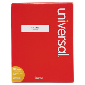 Universal UNV80104 Laser Printer Permanent Labels, 1 X 4, White, 100 Sheets, 2000/box