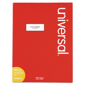 Universal UNV80120 White Labels, Inkjet/Laser Printers, 1 x 2.63, White, 30/Sheet, 250 Sheets/Pack